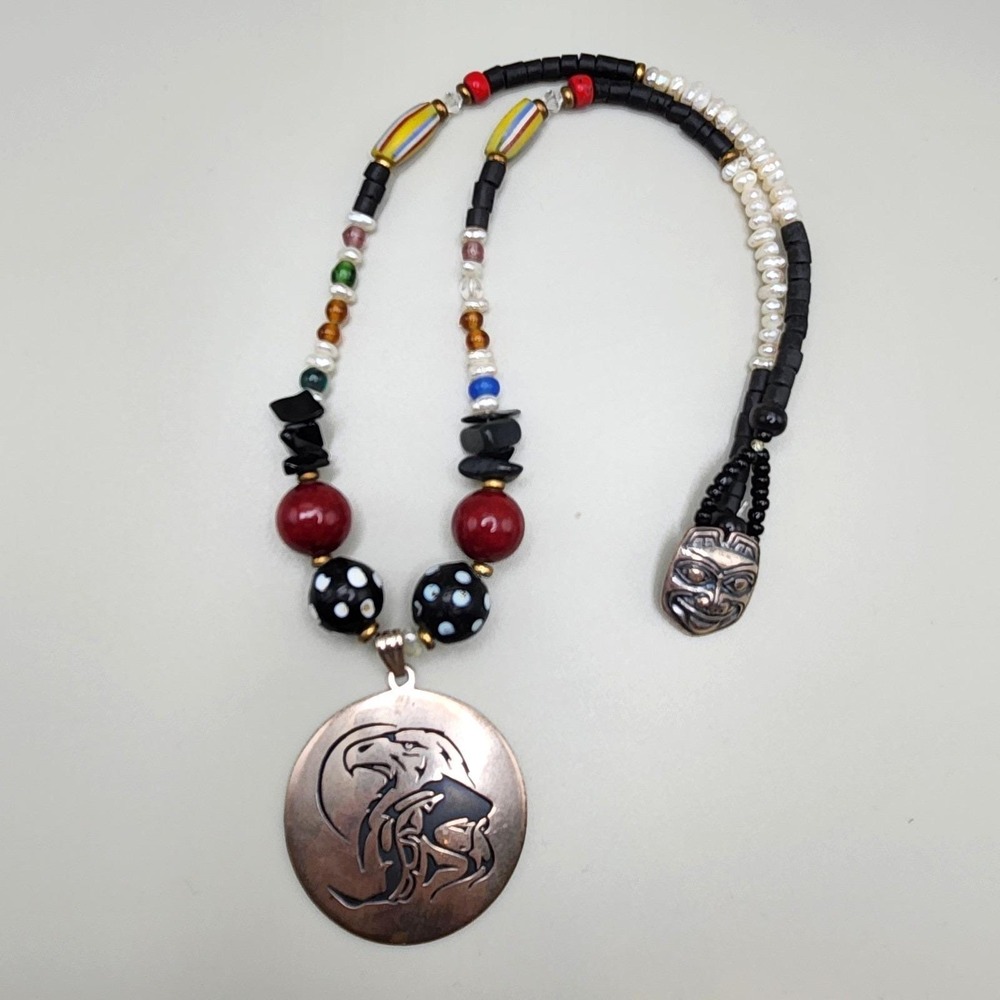 Jeanne Gamble Sterling Silver Necklace Eagle Lady Totem Pacific Northwest MAG